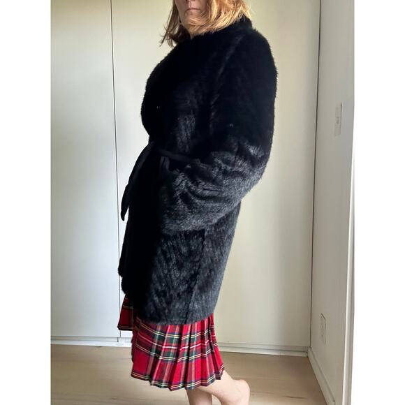 Hawke & Co Faux Fur and Suede Overcoat Size large Black Reversible Faux Mink - Picture 8 of 15